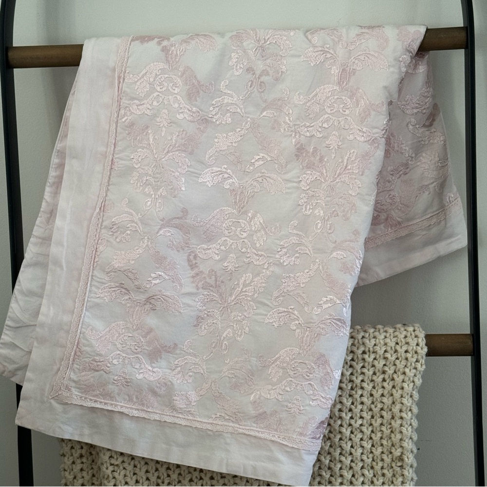 Simply Shabby Chic  | Euro Pillow 
Cover | Pink Cotton Embroidered